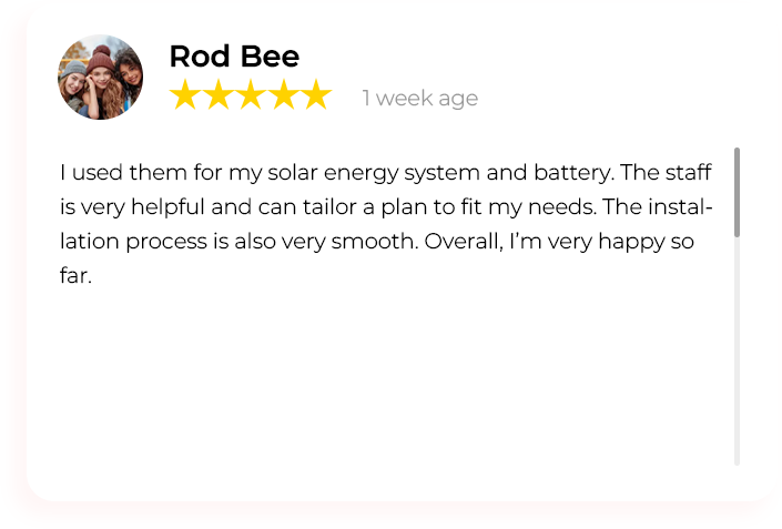 Rod Bee — supplied five-star Google review